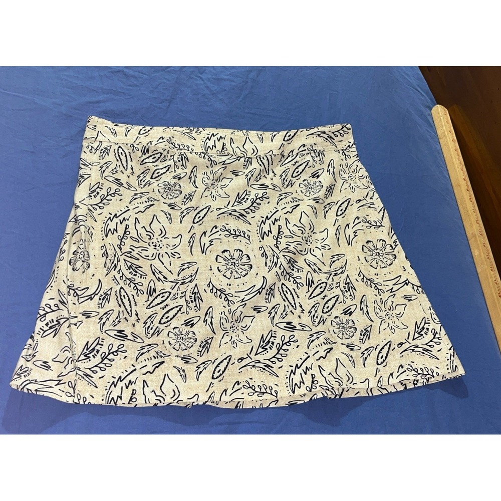RIP SKIRT Hawaii Floral Rustica True Wrap Casual Skirt Size XL Black White - Picture 2 of 14